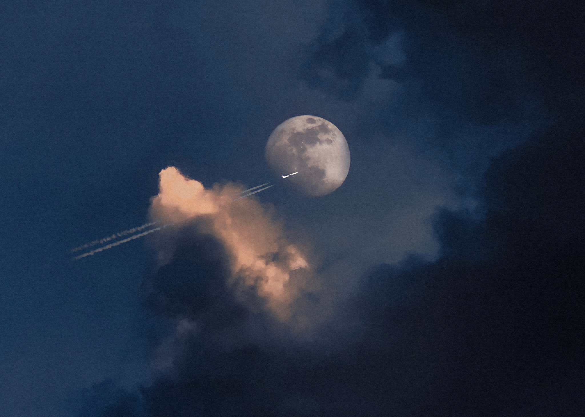 moon w/ flying rocket